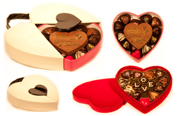 Coffret forme Coeur plat tout Chocolat Personnalisé pour la Fête